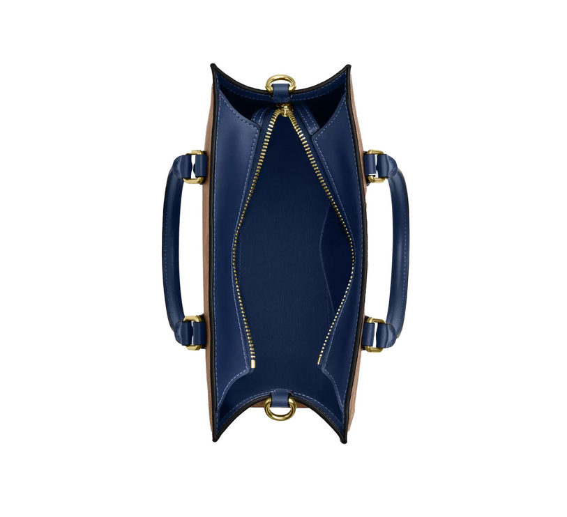 Coach Women's Maggie Small Tote Bag In Signature Canvas Gold/Tan/Deep Blue