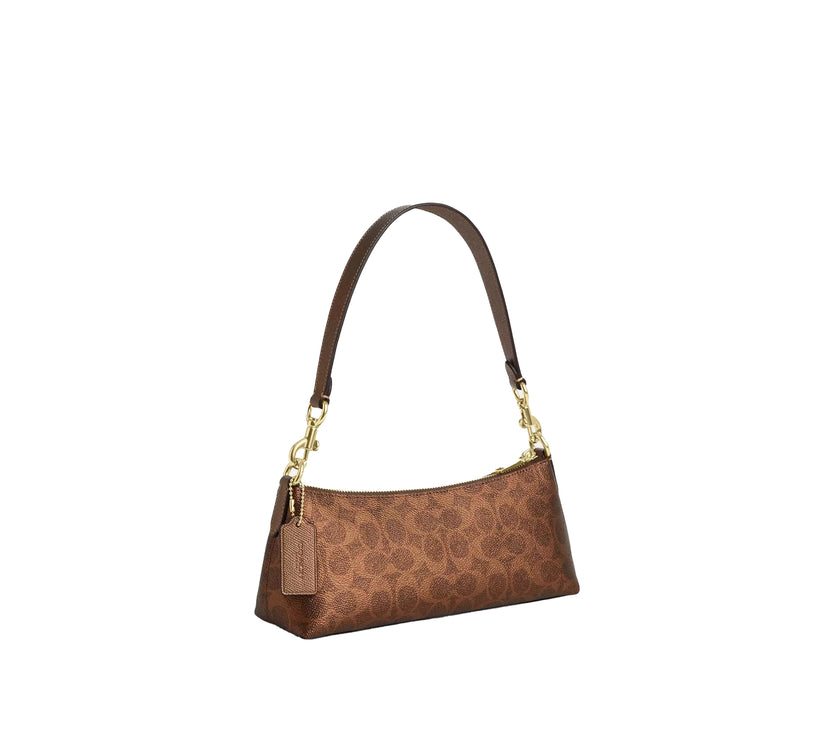 Coach Women's Charlotte Shoulder Bag In Signature Canvas Gold/Brown/Copper