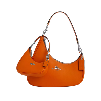 Coach Women's Mini Twisted Teri Bag Charm Silver/Bright Mandarin