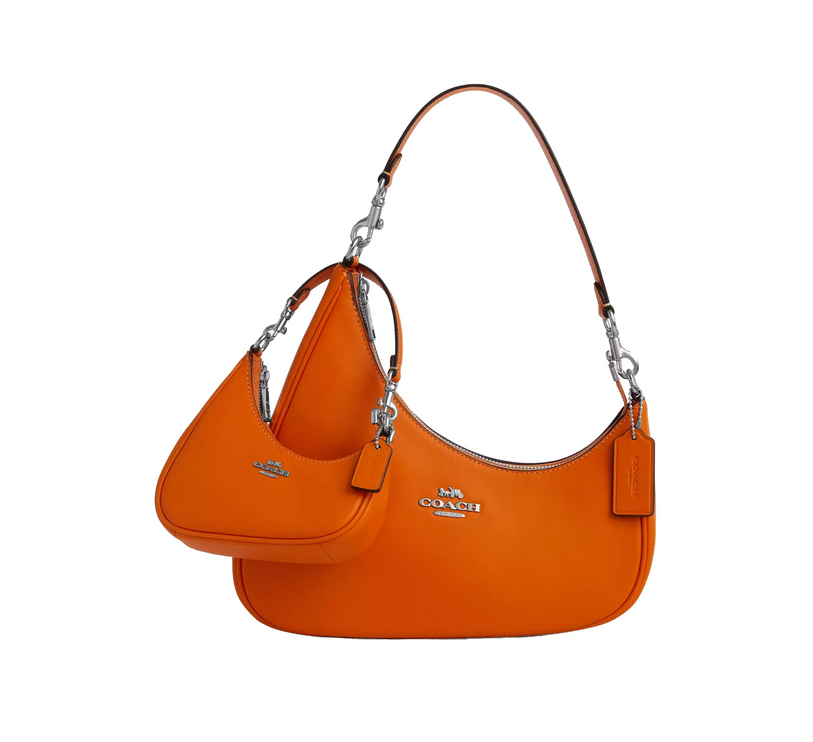 Coach Women's Mini Twisted Teri Bag Charm Silver/Bright Mandarin