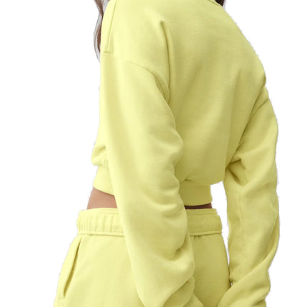 alo Women's Cropped Accolade Crewneck Sunshine