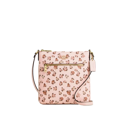 Coach Women's Mini Rowan File Bag With Rose Print Gold/Blush Multi