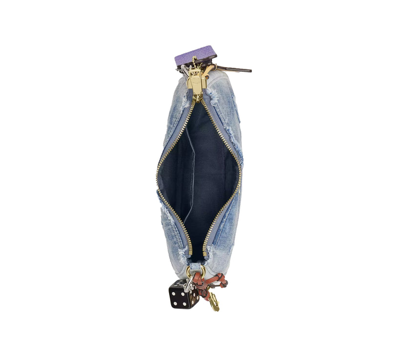 Coach Women's Teri Shoulder Bag In Loved Denim With Charms Gold/Light Indigo