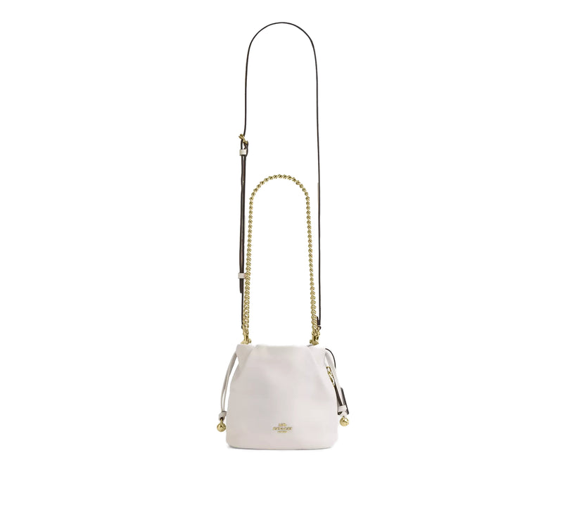 Coach Women's Faye Mini Drawstring Bag With Ruching Gold/Chalk