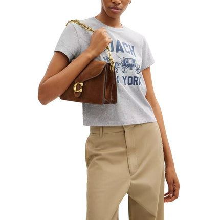 Coach Women's Chain Tabby Shoulder Bag Suede/Brass/Warm Brown