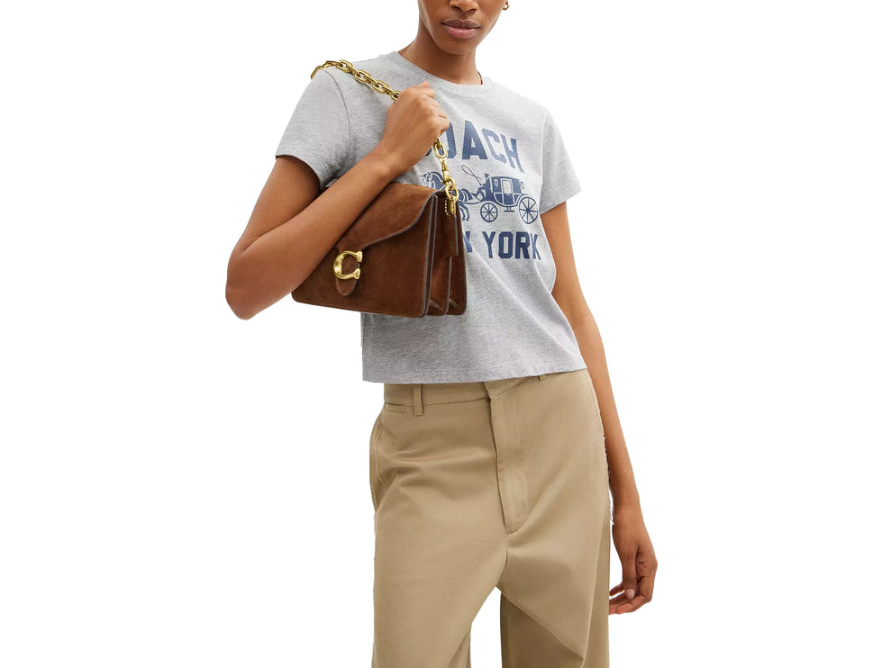 Coach Women's Chain Tabby Shoulder Bag Suede/Brass/Warm Brown