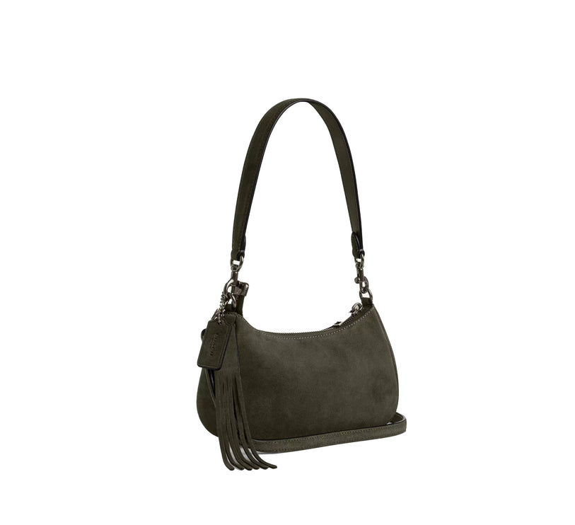 Coach Women's Teri Mini Crossbody Bag Suede/Gunmetal/Army Green