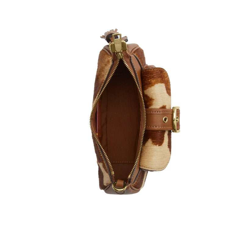 Coach Women's Ashton Mini Shoulder Bag In Haircalf With Cow Print Gold/Cow Multi