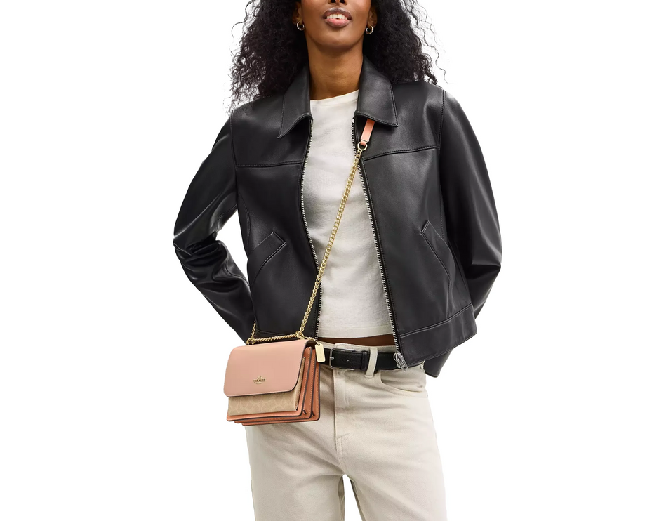 Coach Women's Mini Klare Crossbody Bag In Colorblock Signature Canvas Gold/Cream/Sand