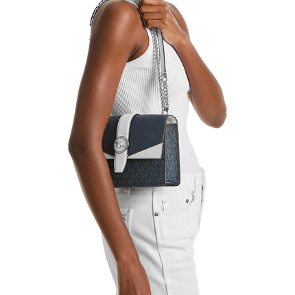 Michael Kors Women's Greenwich Small Color-Block Signature Logo Crossbody Bag Admiral Multi