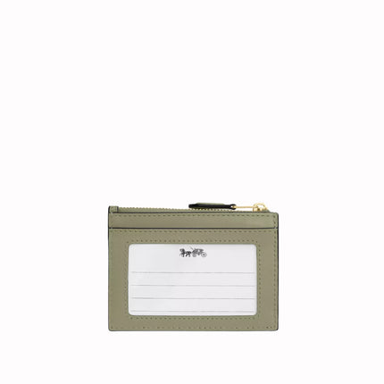 Coach Women's Mini Skinny Id Case With Quilting Gold/Pistachio
