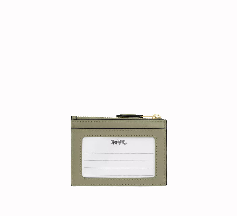 Coach Women's Mini Skinny Id Case With Quilting Gold/Pistachio