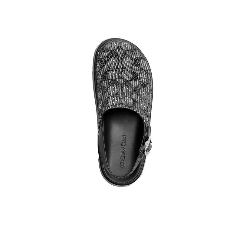Coach Women's Sculpted C Platform Clog In Crystal Signature Jacquard Black