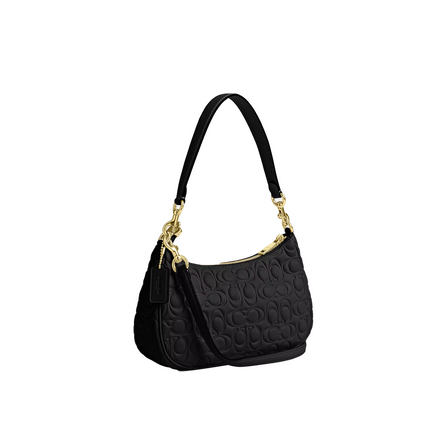 Coach Women's Teri Shoulder Bag In Signature Leather Gold/Black