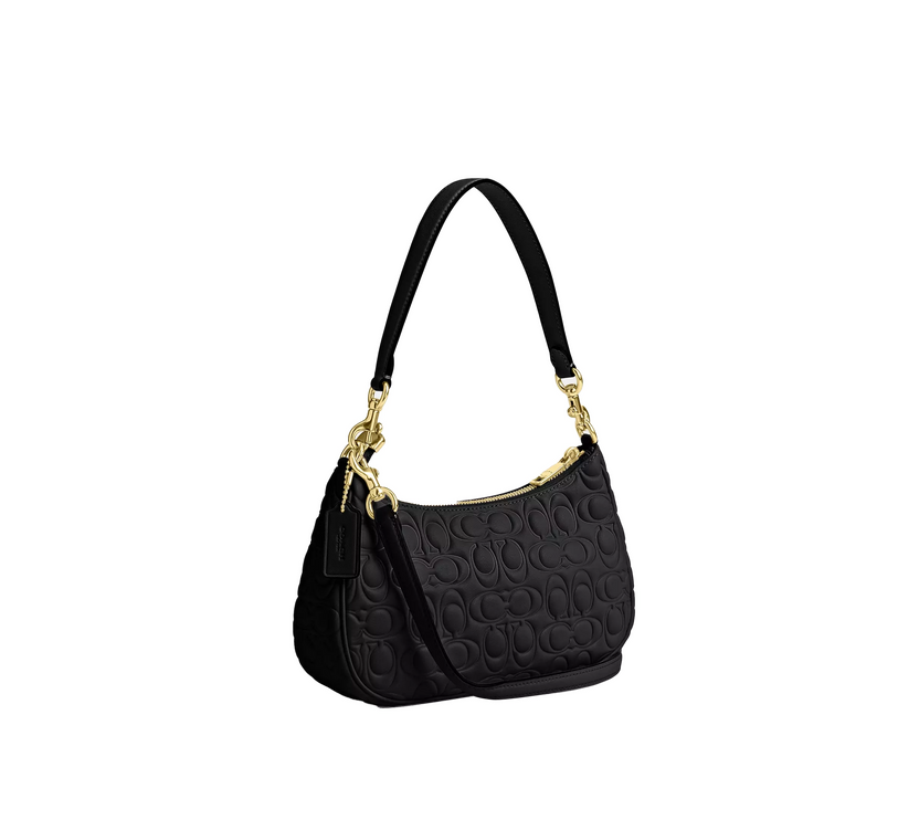 Coach Women's Teri Shoulder Bag In Signature Leather Gold/Black