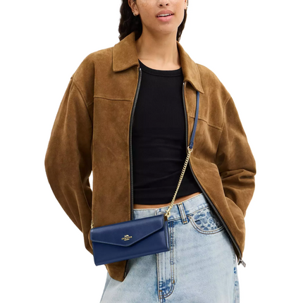 Coach Women's Klare Wallet With Chain Gold/Deep Blue