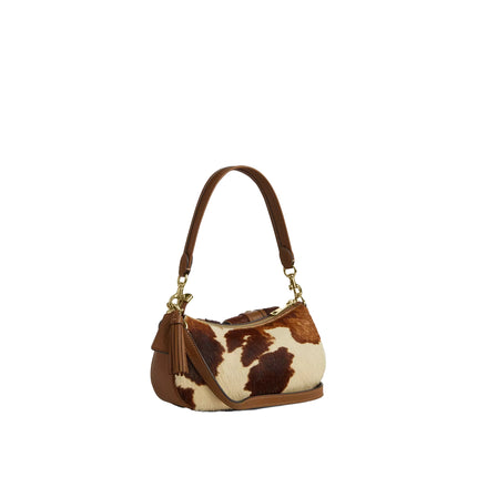 Coach Women's Ashton Shoulder Bag In Haircalf With Cow Print Gold/Cow Multi