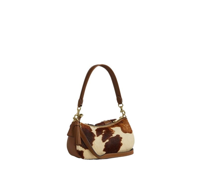 Coach Women's Ashton Shoulder Bag In Haircalf With Cow Print Gold/Cow Multi