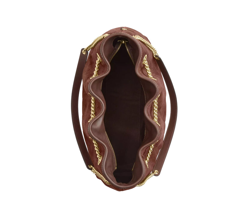 Coach Women's Evelyn Shoulder Bag With Quilting Suede/Gold