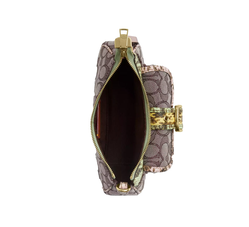 Coach Women's Ashton Mini Shoulder Bag In Signature Jacquard Snake Embossed Leather/Gold/Oak Multi