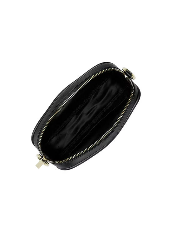 Michael Kors Women's Jet Set Small Signature Logo Camera Crossbody Bag Black/Gold