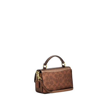 Coach Women's Mini Josie Top Handle Bag In Signature Canvas Gold/Brown/Copper