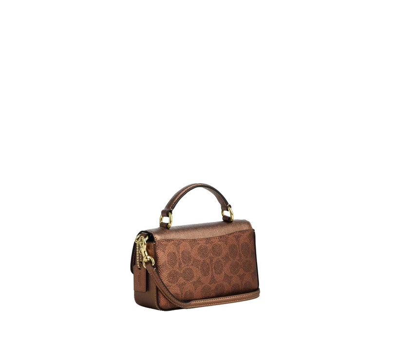 Coach Women's Mini Josie Top Handle Bag In Signature Canvas Gold/Brown/Copper