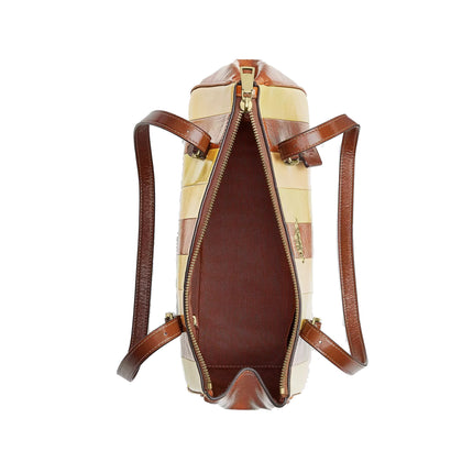 Coach Women's Asher Shoulder Bag With Striped Patchwork Gold/Redwood Multi
