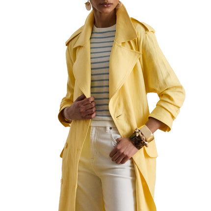 Polo Ralph Lauren Women's Double-Breasted Linen Trench Coat Lemon Sorbet