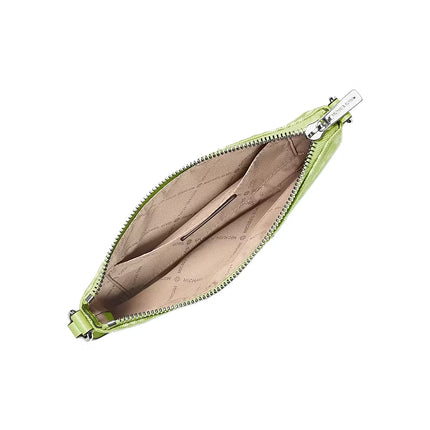 Michael Kors Women's Jet Set Travel Small Logo Jacquard Denim Wristlet Lime/Silver