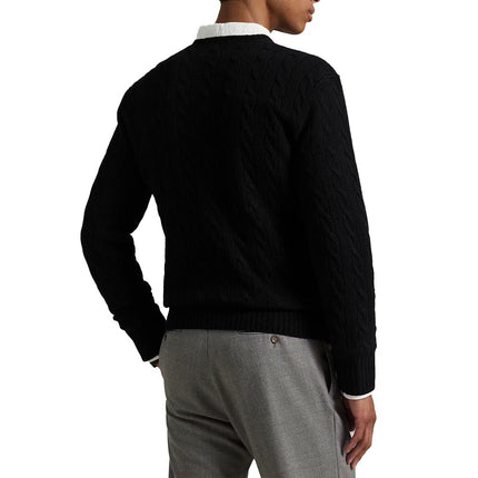 Polo Ralph Lauren Men's Cable-Knit Wool-Cashmere Sweater Polo Black