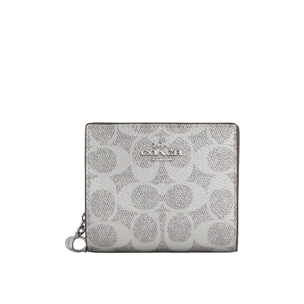 Coach Women's Snap Wallet In Signature Canvas Silver/Gray/Silver