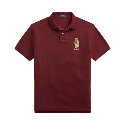 Polo Ralph Lauren Men's Classic Fit Polo Bear Mesh Polo Shirt Red Wine Heritage Bear
