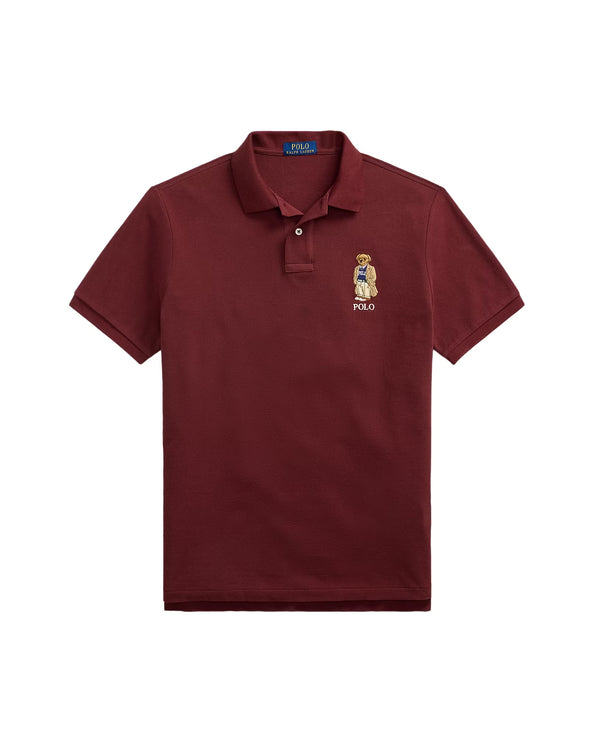 Polo Ralph Lauren Men's Classic Fit Polo Bear Mesh Polo Shirt Red Wine Heritage Bear