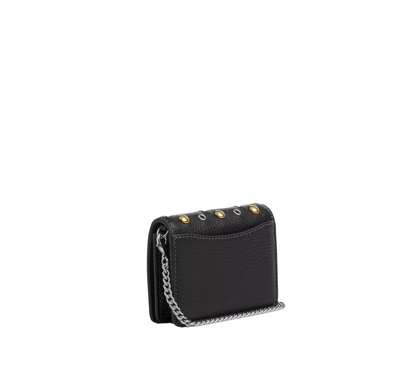 Coach Women's Mini Wallet On A Chain With Rivets Novelty Leather/Silver