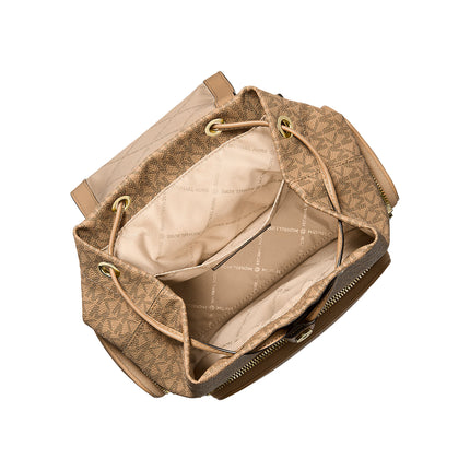 Michael Kors Women's Merritt Small Signature Logo Cargo Backpack Camel/Gold