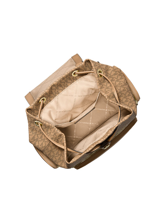 Michael Kors Women's Merritt Small Signature Logo Cargo Backpack Camel/Gold