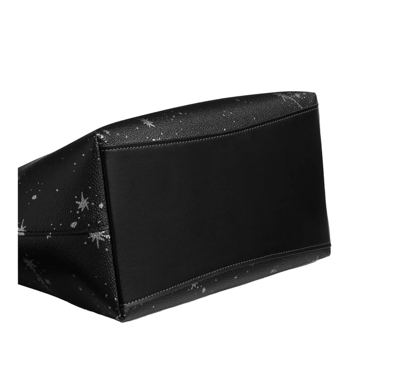 Coach Women's Sadie Satchel Bag With Star Print Black/Silver