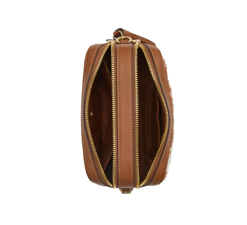 Coach Women's Mini Carey Crossbody Bag In Haircalf With Cow Print Gold/Cow Multi