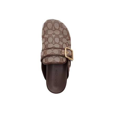 Coach Women's Archival Buckle Clog In Signature Jacquard Oak/Maple