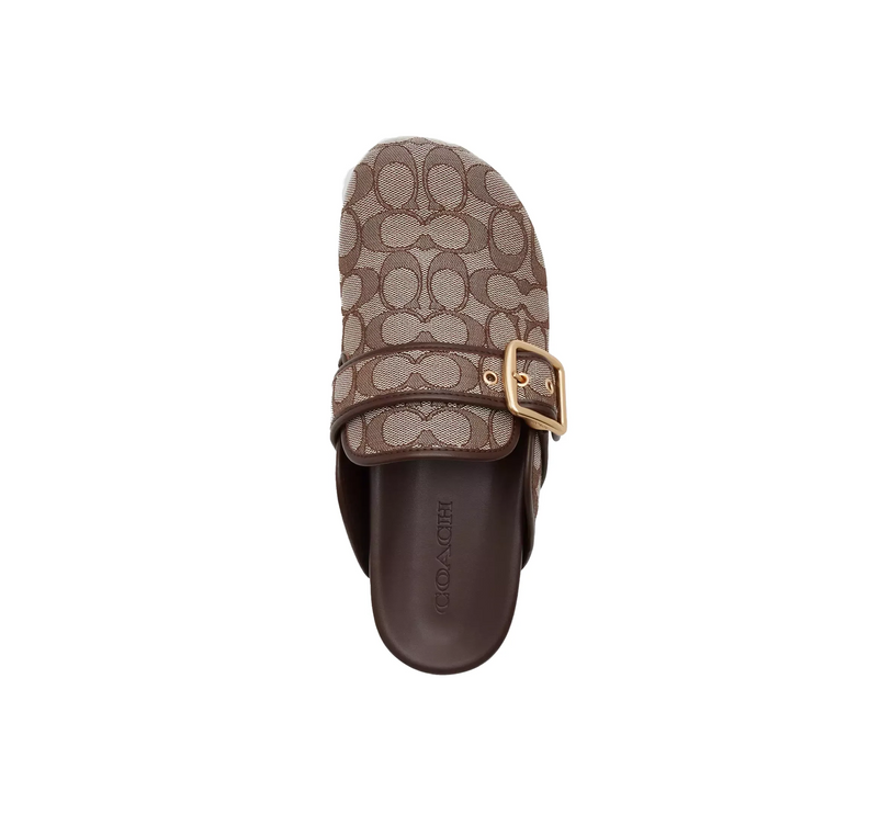 Coach Women's Archival Buckle Clog In Signature Jacquard Oak/Maple