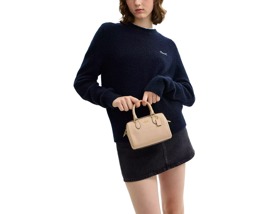 Coach Women's Mini Rowan Crossbody Bag In Signature Leather Gold/Oat