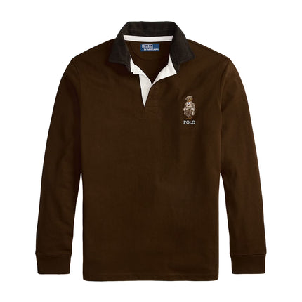 Polo Ralph Lauren Men's  Classic Fit Polo Bear Rugby Shirt Brach Brown
