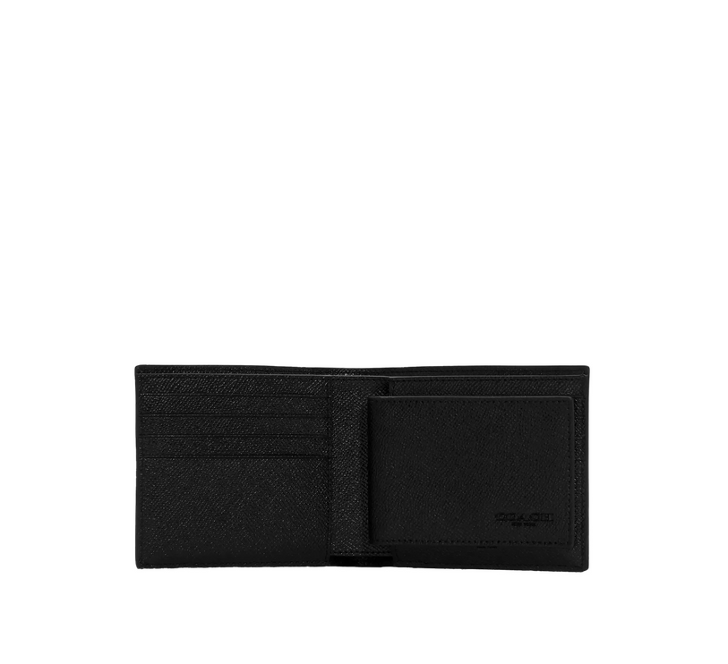 Coach Men's 3 In 1 Wallet Crossgrain Leather/Black