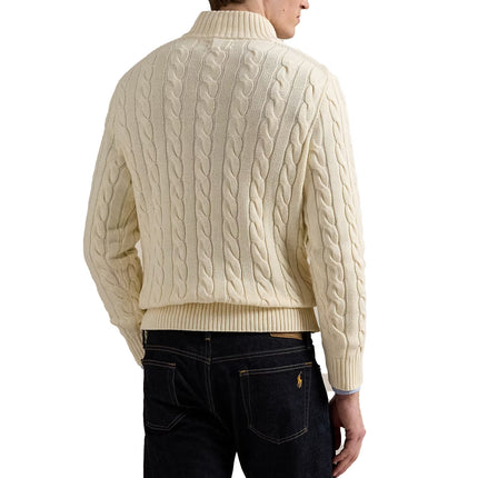 Polo Ralph Lauren Men's Cable-Knit Cotton Quarter-Zip Sweater Andover Cream