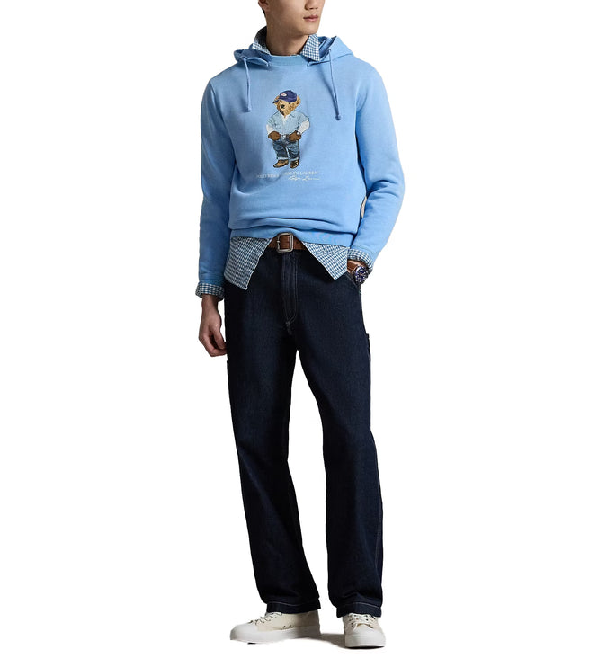 Polo Ralph Lauren Men's Polo Bear Fleece Hoodie Chambray Blue Denim Bear