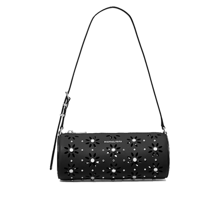 Michael Kors Women's Izzy Small Pebbled Leather Barrel Pochette Black/Silver