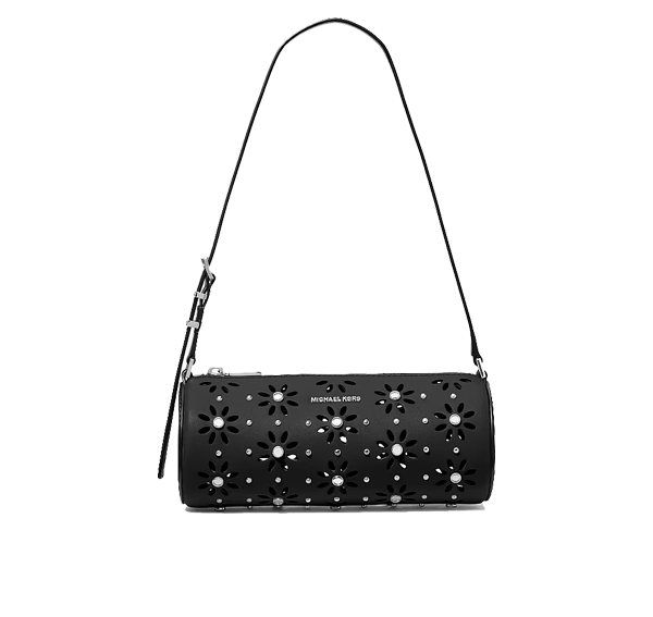 Michael Kors Women's Izzy Small Pebbled Leather Barrel Pochette Black/Silver
