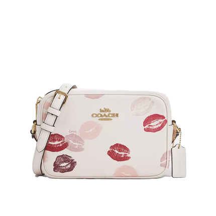 Coach Women's Jamie Camera Bag With Lips Print Novelty Leather/Gold/Chalk Multi