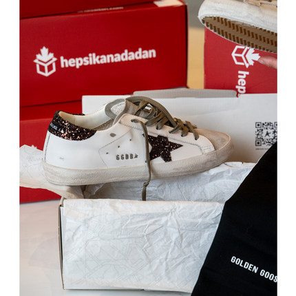 Golden Goose Women's Super Star Glitter with Brown Star